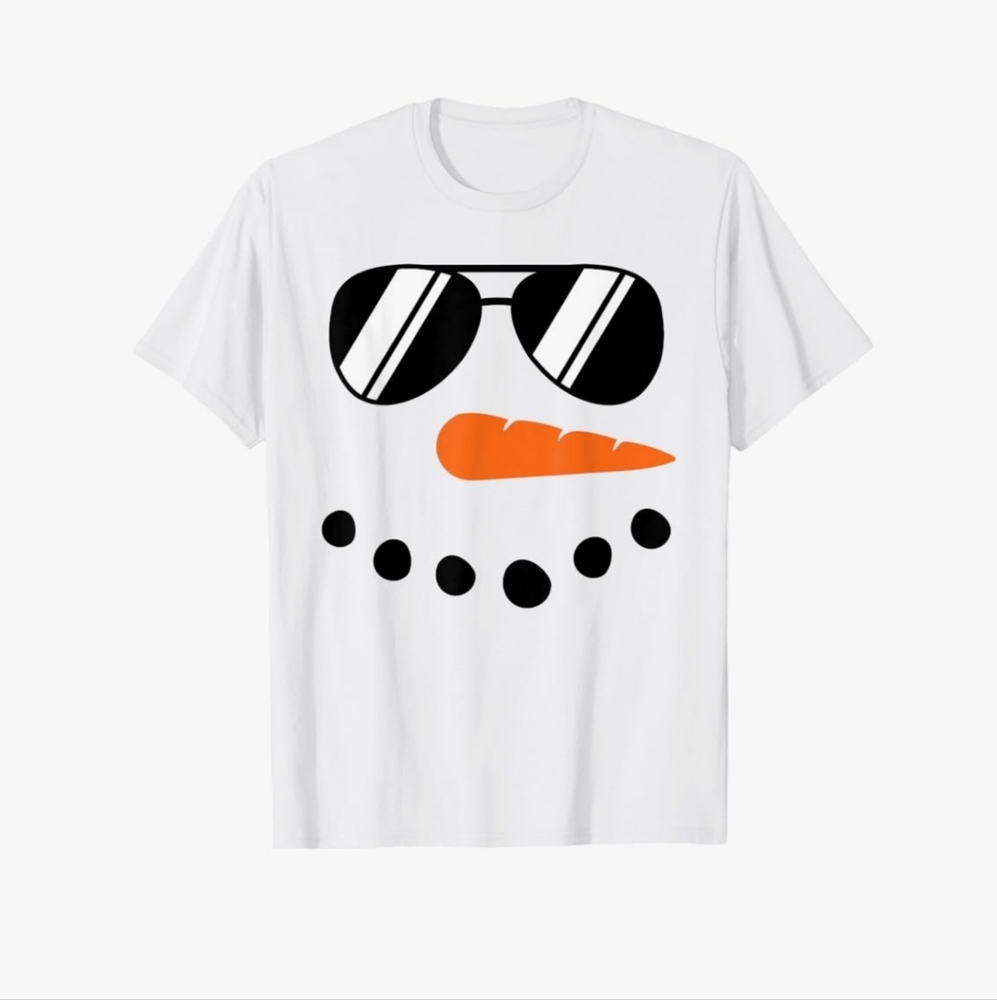 Snowman Face Kids Tee - White